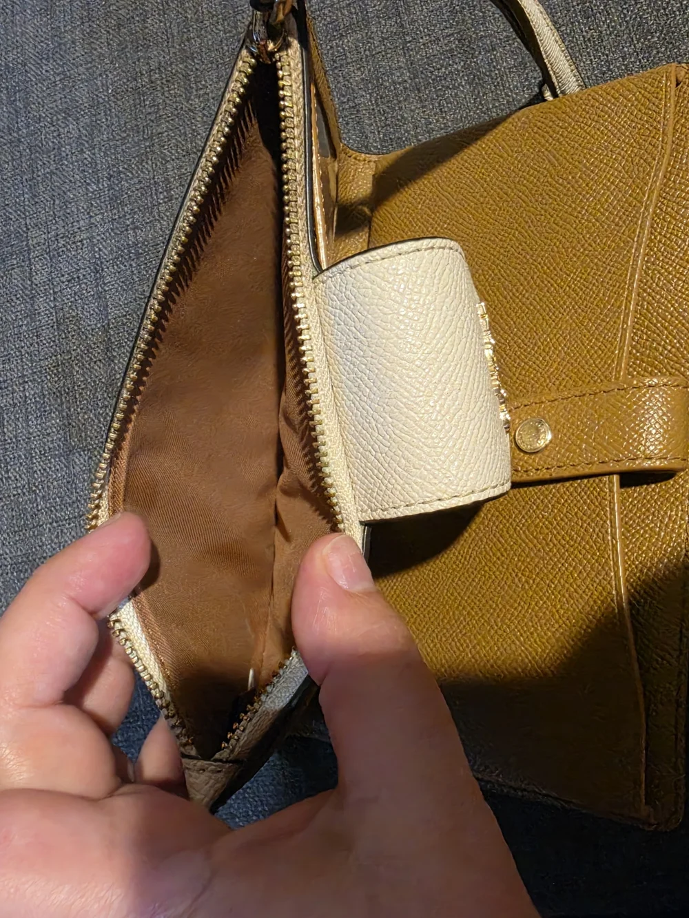 Coach Pebbled Leather Wristlet in White